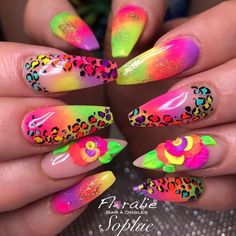 Lisa Frank Inspired Nails, Elegant Touch Nails, Rainbow Clothes, Neat Nails, Elegant Nail