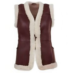 Women Toscana Shearling Leather Winters Long Vest | Red | Gray This Women Toscana Shearling Leather Winters Vest offers a luxurious combination of fashion and function. Crafted with elevated materials, the vest is made with Toscana Sheepskin Leather to give an ultra-smooth fit. The two-tone look of red and gray adds a unique touch to any winter outfit. Specifications: Department: Women Shearling Leather Long VestOuter Shell: Real LeatherInner Shell: Fur LiningClosure Style: ButtonOutside Pockets Fall Sheepskin Sleeveless Vest, Sleeveless Sheepskin Vest For Fall, Luxury Winter Vest For Workwear, Luxury Winter Workwear Vest, Brown Sleeveless Vest With Faux Fur Lining, Leather Sleeveless Winter Vest, Leather Sleeveless Vest For Winter, Women Leather Vest, Cafe Racer Leather Jacket