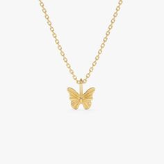 14k Gold Butterfly Charm Necklace / Dainty Minimalist Butterfly Necklace / Tiny Gold Butterfly Necklace e ▶ Details   * Made to Order * Gold KT: 14K Solid Gold (also available in 18K upon request) * Length with Bail: 8MM * Width: 7MM * Ready to Ship in 1-2 Business Days ▶ See more of our Gold Necklaces - http://etsy.me/2lUxj86   ▶ See our storefront here - http://etsy.me/2lUcVnH  ▶ All store sections here  Diamond Rings - http://etsy.me/2lwKUl8  * Diamond Earrings - http://etsy.me/2lyqVBP  * Diamond Necklace - http://etsy.me/2mqa6O1  * Diamond Bracelets - http://etsy.me/2mVrAB5  * Diamond Wedding Rings - https://etsy.me/3YbpVq2  * Gold Wedding Band - https://etsy.me/3X3uf9F  * Gold Necklaces - http://etsy.me/2lUxj86  * Gold Bracelets - http://etsy.me/2l9VKBr  * Gold Bangle - http://etsy.me Minimalist Butterfly, Gold Butterfly Necklace, Mini Butterfly, Butterfly Necklace Gold, Rose Gold Charms, Gold Armband, Ruby Jewelry, Gold Butterfly, Butterfly Charm