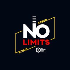 the logo for speed no limits zone, which is designed in red and yellow on a black background