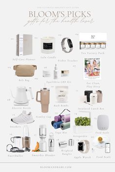 a white poster with lots of items on it and the words bloom's picks