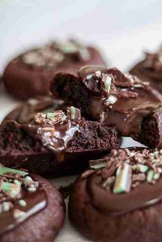 chocolate cookies with candy and sprinkles on top