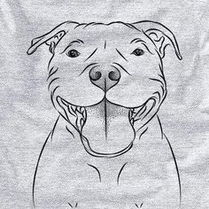 a black and white drawing of a dog's face with his tongue hanging out