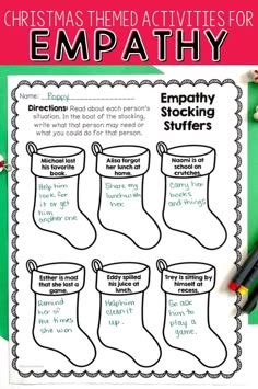 Are you looking for a fun way to teach your students about empathy during this Christmas season? These empathy activities are perfect for helping students to consider the needs of others. Students will look at various scenarios and determine how they can show empathy to others. Christmas Social Emotional Learning Activities, Therapy Christmas Activities, Christmas Mindfulness Activities, Christmas Counseling Activities, Christmas Sel Activities, Christmas Counseling Activities For Kids, Christmas Therapy Activities Kids, Christmas Therapy Activities, Empathy Games