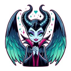 an evil queen with horns and wings