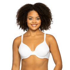 The Vanity Fair® Full Coverage Body Caress® Underwire bra is designed with soft stretch fabric for a seamless look under clothes and all day comfort. Lightly lined cups provide shape and support while the full coverage design gives you the modesty you desire. Back adjustable comfort straps offer 2-way convertibility to wear traditional or criss cross. Solid Full Coverage Bra With Medium Support, Solid Full Coverage Medium Support Bra, Supportive White Bra With Removable Pads, Classic Seamless Bra, Classic Seamless Solid Bra, Classic Seamless Solid Color Bra, Classic Underwire Bra With Soft Touch, Seamless Underwire Bra With Medium Support, Classic Full Coverage Stretch Bra