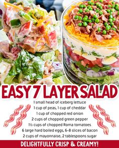 the flyer for easy 7 layer salad