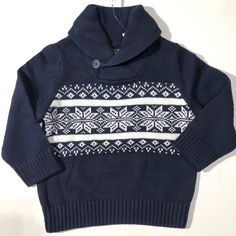 Brand New. Perfect For The Holiday Season Made Of 100% Combed Cotton Shawl Neck With Button-And-Loop Closure Christmas Fairisle Rib-Knit Sleeve Cuffs And Hem Toddler Boy Sweater, Cotton Shawl, Argyle Sweater Vest, Quarter Zip Sweater, Argyle Sweater, Knit Sleeve, Boys Christmas, Collar Sweater, Zip Up Sweater