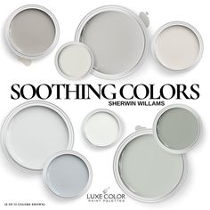 several different shades of white paint with the words soothing colors