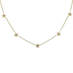 Gold Chain Design, Fine Diamond Jewelry, Diamond Jewelry Designs, 14k Gold Necklace, Diamond Star, Station Necklace, Rose Gold Necklace, Delicate Necklace, Micro Pave