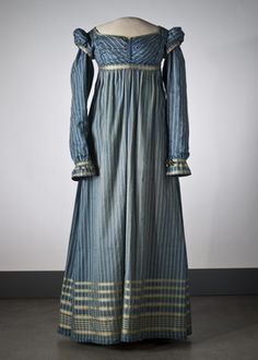 Regency Gown, Blue Striped Dress, Retro Mode