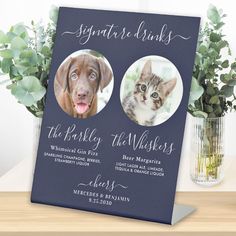 two dogs and a cat are shown in this memorial card with the names of their loved pets