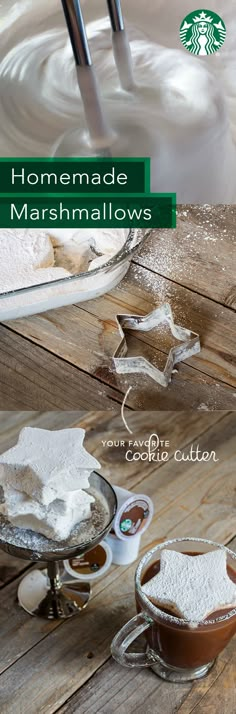 homemade marshmallows on a wooden table