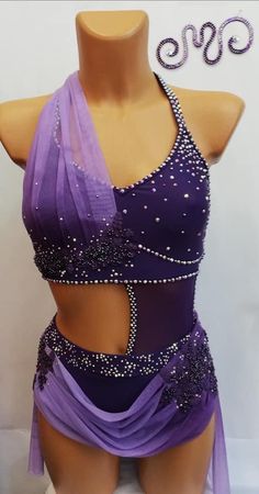 Purple Contemporary Dance Costume, Dark Purple Dance Costume, Purple Lyrical Costumes, Purple Dance Costumes Lyrical, Purple Dance Outfit, Dark Dance Costumes, Lyrical Dance Costumes Dresses, Freestyle Dance Costumes, Baton Costumes