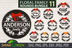 floral family round bundle 11 svg files