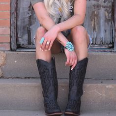 Black Cowgirl Outfit, Black Cowgirl Boots, Black Leather Cowboy Boots, Midnight Rider, Cowboy Boots Square Toe, Black Cowboy Boots, Square Toe Boots, Leather Cowboy Boots, Cowgirl Outfits