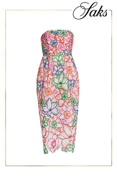 Cut for a fitted shape, this strapless Cascading dress from Milly showcases vibrant floral embroidery and an asymmetric hem. Straightneck Strapless Back zipper closure 100% polyester Lining: 97% polyester/3% spandex Dry clean Imported SIZE  FIT About 43.5 from shoulder to hem Model measurements: 5'10 tall Model is wearing a US size 4 Cascading Dress, Floral Embroidered Dress, Tall Model, Embroidered Dress, Asymmetric Hem, Model Measurements, Floral Embroidery, Size 4, Dry Clean