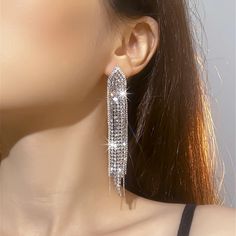 Rhinestone Earrings Dangling for Women Silver Sparkly Drop Cubic Zirconia Crystal Earrings Long Earrings Dangling, Earrings Long, Rhinestone Earrings, Long Earrings, Crystal Earrings, Cubic Zirconia, Dangle Earrings, Crystals, For Women