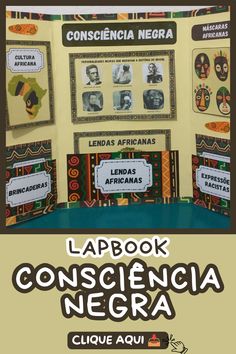 lapbook conscientia negra with pictures on the front and back cover