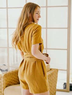 "This womens romper is your best friend for hot and sunny days when you don't what to wear anything heavy! Linen jumpsuit design let's you move freely and comfortably. Linen belt will beautifully tie this harem romper and serve as a lovely decoration. Perfect choice when you need something casual, breathable, elegant, yet open enough. This short jumpsuit is an excellent wear for your vacation / beach time! FABRIC: 100% Highest quality, stonewashed linen MODEL: Our model (5'7\") is wearing size S Summer Short Sleeve Relaxed Fit Jumpsuits And Rompers, Summer Fitted Jumpsuits And Rompers With Short Sleeve, Fitted Summer Jumpsuits And Rompers With Short Sleeves, Fitted Short Sleeve Jumpsuits And Rompers For Summer, Summer Relaxed Fit Jumpsuits And Rompers With Tie Waist, Relaxed Fit Cotton Jumpsuits And Rompers With Tie Waist, Relaxed Fit Cotton Jumpsuit With Tie Waist, Cotton Jumpsuit With Tie Waist And Relaxed Fit, Summer Jumpsuits And Rompers With Short Sleeves Relaxed Fit