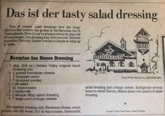 Restaurant Salad Dressing Recipes, Frankenmuth Recipes, Delicious Salad Dressings, Creamy Salad Dressing, Salad Dressing Recipe, House Dressing, Salad Dressing Recipes Homemade, Salad Sauce, Copycat Restaurant Recipes