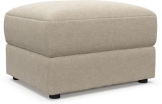 a beige ottoman sitting on top of a white floor