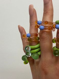 Dope Jewelry Accessories, Glass Ring, Dope Jewelry, Glass Gems, Funky Jewelry, Handcrafted Rings, Bubble Glass, Glass Rings, Mode Inspo