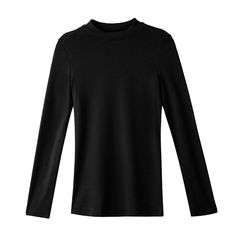 Women's Modal Solid Color Tight Long Sleeve T-Shirt - graphictee.co Stretch Solid Color Turtleneck Tops, Stretch Turtleneck Tops In Solid Color, Solid Slim Fit Crew Neck T-shirt, Basic High Stretch Solid Color Tops, Basic Stretch Plain Tops, Fitted Plain Turtleneck Top, Fitted Turtleneck Plain Top, Basic Fitted Turtleneck Top, Basic High Stretch Tops For Fall