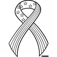 Patriotic Ribbon Coloring Page - Free & Printable Coloring Sheet American Flag Coloring Page, Flag Coloring Pages, Cat Coloring, Coloring Sheets For Kids, Coloring Tutorial