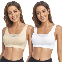 PRICES MAY VARY. 【Bralettes for Women】These lace bra made of 94% nylon + 6% spandex. Seamless comfortable wireless design , suatible as everyday bra, sleeping bras or nursing bra make the it feels so natural that sometimes you forget you’re wearing it! 【Yoga women's top】This yoga cami tank tops with wide elastic straps and wide band hem provide support for your bust, best choice for low impact sports and daily wear perfect for yoga, pilates and other activities. 【Lace Bras】Our comfy bra have a l Lace Sports Bra, Sports Bra Outfit, Low Cut Blouses, Bra Outfit, Lace Bras, Cami Bra, Sleep Bra, Comfy Bra, Padded Bralette