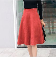 Vintage High Waist A-line Suede Skirt - Uniqistic.com Casual A-line Mini Skirt For Fall, Fall Solid Color A-line Skirt, Relaxed A-line Mini Skirt For Fall, Red A-line Skirt For Fall, Fall A-line Mini Skirt, Fall Red A-line Skirt, Red A-line Skirt For Workwear, A-line Skirt In Solid Color For Fall, Red A-line Skirt For Work