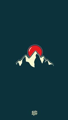 a red and white mountain logo on a blue background with the words,'i love you