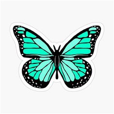 a blue butterfly sticker on a white background