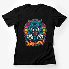 Vintage-Inspired Werewolf Graphic Tee, Bold Fierce Wolf Design Unisex T-Shirt Female T-Shirt Custom graphic T-Shirt.Customize your color Graphic Tee With Wolf Design, Short Sleeve, Graphic Tee With Wolf Design Short Sleeve, Wolf Design Graphic Tee With Short Sleeves, Black Wolf Design Short Sleeve Top, Black Cotton T-shirt With Wolf Design, Black Crew Neck Top With Wolf Design, Black Short Sleeve Top With Wolf Design, Wolf Design Graphic Tee For Streetwear, Graphic Tee With Wolf Design For Streetwear