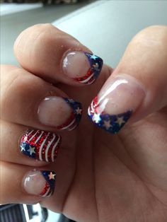 My patriotic nails Red White And Blue Nails, White And Blue Nails, American Flag Nails, Patriotic Nails Design, Flag Nails, American Nails