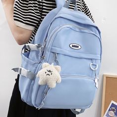 New Women's Backpack Simple Female Student Nylon School Bookbag Large Capacity Teenagers Bagpack High Quality Lady Rucksack [23y 8m 10d] Blue Nylon Backpack For Study, Trendy Light Blue Backpack For Students, Blue Backpack Large Capacity For School, Blue Large Capacity Backpack For Study, Large Capacity Blue Backpack For Study, Light Blue Nylon School Bag, Light Blue School Backpack, Womens Rucksack, Black School Bags