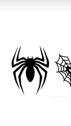 two black and white spider logos on a white background