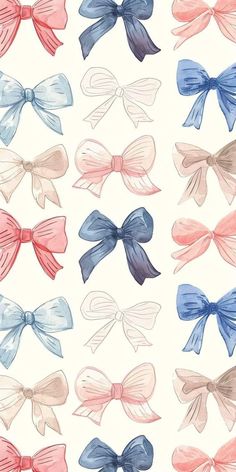 an image of many different bows on a white background with blue and pink colors in the middle