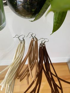 Elegant Brown Adjustable Tassel Earrings, Brown Fringe Tassel Earrings As Gift, Brown Dangle Earrings With Tassels, Brown Fringe Tassel Earrings For Gift, Brown Fringed Tassel Earrings Gift, Elegant Brown Dangle Tassel Earrings, Adjustable Fringe Tassel Dangle Earrings, Fringe Drop Earrings As Gift, Fringe Drop Earrings Gift