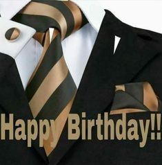 a man wearing a suit and tie with the words happy birthday