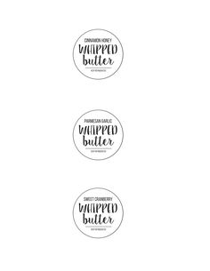 three stickers that say happy butter, sweet cinnamon honey and whipped butter on them