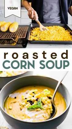 This Spicy Corn Soup is a comfort food recipe that is simple to make, but that's not all. Made with roasted sweet corn, this vegan soup is also nourishing! Gluten free and delicious any time of the year. #vegan #soup #vegetarian #glutenfree