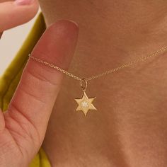 14k Real Solid Gold Minimal Star Of David Pendant Necklace for Women. Tiny Star Religious Charm Layerable Necklace with Yellow White Rose Color Options. Wear it alone or mix and match with other necklaces to attain timeless and dainty look.  Pendant Necklace Details ❥ Gold KT:  14k Solid Gold ❥ Gold Color Options:  Yellow Gold, White Gold, Rose Gold ❥ Pendant, 10.50x8.00 mm ❥ Thickness, 1.25 mm ❥ It can be used with up to 3 mm chains. If you are to use it with a thicker chain, please let us know before you make the purchase. ❥ Ready to Ship in 4-7 Business Days MORE FROM US Pendant and Necklaces: https://etsy.me/3NgqiKb More about my shop: https://etsy.me/3mwMnsA ESSENTIAL INFORMATION 💎 BRENNMORE pieces are handcrafted by 15-30 years of experienced craftsmen and made to order. 🎁 All piec Star-shaped Yellow Gold Birthstone Necklace, Yellow Gold Star Necklace With Birthstone, Yellow Gold Star Shaped Necklace With Birthstone, Gold Star-shaped Birthstone Necklace, Gold Star Necklace With Birthstone, Jewish Star, Star Of David Pendant, Tiny Star, Rose Gold Pendant