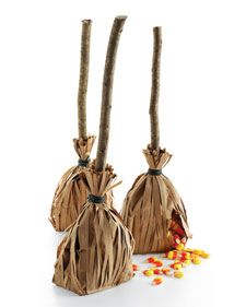 two brown bags filled with candy corn