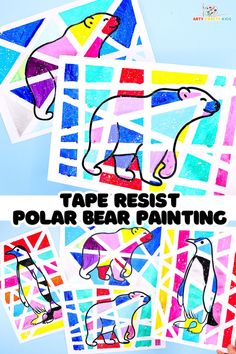 polar bear painting is shown with the text, how to paint polar bears on paper