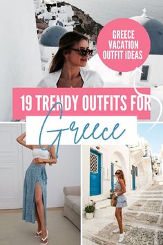 a collage of photos with the words trendy outfits for greece