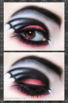 Bat wings...could do for Casual Fridays during October or Halloween Day if you dont want to dress up, but still be in the spirit. Bat Eyes, Fantasy Make-up, Vampire Makeup, Halloween Memes, Halloween Eyes, Halloween Tattoo, Gothic Makeup, Goth Makeup, Halloween Make Up