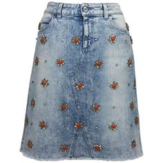 New GUCCI Crystal-Embellished Stretch Denim Skirt Gucci has Recreated a Popular Denim Skirt that was Designed by Tom Ford in 1999. Orange and Yellow Flower shape Crystal-Embellished Bleach washed stretch denim 98% Cotton, 2% Elastane Gucci Embossed Leather Label at Back Italian size 40 – US 4 Measurements flat: length – 20 inches, waist – 15 inches. New with tag. Made in Italy. Flower Maxi Skirt, Long Grey Skirt, Sportswear Chic, Gucci Skirt, Jean Skirt Outfits, Stretch Denim Skirt, 2000s Clothes, Embellished Skirt, Stretchy Skirt