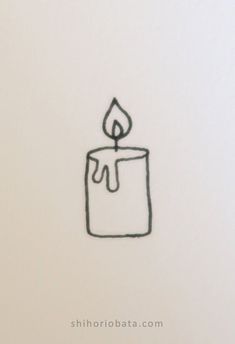 a drawing of a lit candle on a white surface