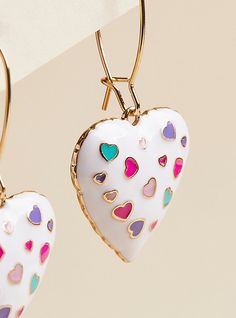 FIT Measures 27. 94mm x 47. 68mm. MATERIALS + CARE Base metal and charms. . Imported. DETAILS High shine finish. Heart design. . The best plus size women's heart drop earring earrings in gold. Torrid is your destination for the freshest spring and summer styles. White Metal Heart Earrings, Pierced, White Metal Heart Earrings, White Metal Pierced Heart Earrings, Heart Drop Earrings, Summer Styles, Earrings In Gold, Drop Earring, Bra Cups, Heart Design